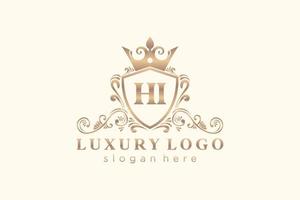 modèle initial de logo de luxe royal de lettre salut dans l'art vectoriel pour le restaurant, la royauté, la boutique, le café, l'hôtel, l'héraldique, les bijoux, la mode et d'autres illustrations vectorielles.