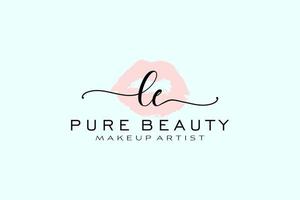 création de logo préfabriquée pour les lèvres aquarelles initiales, logo pour la marque d'entreprise de maquilleur, création de logo de boutique de beauté blush, logo de calligraphie avec modèle créatif. vecteur