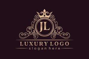 jl lettre initiale or calligraphique féminin floral monogramme héraldique dessiné à la main antique vintage style luxe logo design vecteur premium