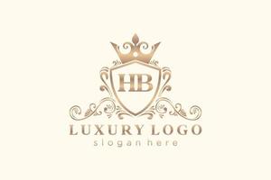 modèle de logo de luxe royal de lettre hb initiale dans l'art vectoriel pour le restaurant, la royauté, la boutique, le café, l'hôtel, l'héraldique, les bijoux, la mode et d'autres illustrations vectorielles.