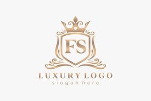 modèle initial de logo de luxe royal de lettre fs dans l'art vectoriel pour le restaurant, la royauté, la boutique, le café, l'hôtel, l'héraldique, les bijoux, la mode et d'autres illustrations vectorielles.