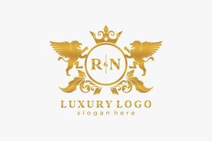 modèle de logo de luxe royal lion lettre initiale rn dans l'art vectoriel pour le restaurant, la royauté, la boutique, le café, l'hôtel, l'héraldique, les bijoux, la mode et d'autres illustrations vectorielles.