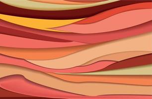 arrière-plan abstrait ligne horizontale. couches incurvées dans des tons corail vibrants. collines en style papercut. illustration vectorielle artistique. vecteur