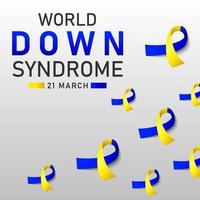 affiche vectorielle de la journée mondiale du syndrome de down avec ruban bleu et jaune. affiche sociale 21 mars journée mondiale de la trisomie 21. vecteur