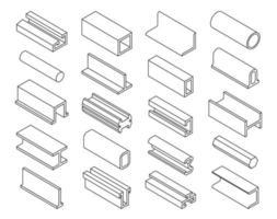 produits en acier, silhouettes de profilés en fer vecteur