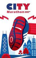 marathon de la ville, illustration des chaussures des participants au marathon vecteur