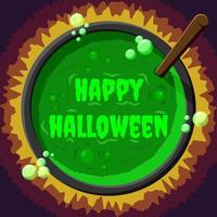 affiche d'halloween avec joyeux halloween dans le chaudron vecteur