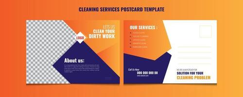 modèle de carte postale de services de nettoyage, conception de carte postale. conception de cartes d'événement, conception d'invitations, conception de cartes postales professionnelles. carte postale des services de lavage. vecteur