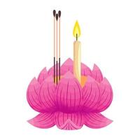 bougie loy krathong en lotus vecteur