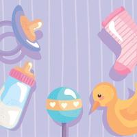 ensemble de cinq icônes de douche de bébé autour vecteur