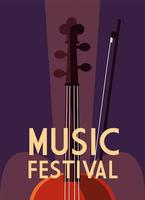 affiche du festival de musique avec violon instrument de musique avec lettrage vecteur
