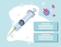 infographie avec seringue médicale et infection à coronavirus vecteur