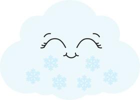 joli nuage heureux avec flocons de neige, sceau ou icône illustration vectorielle vecteur