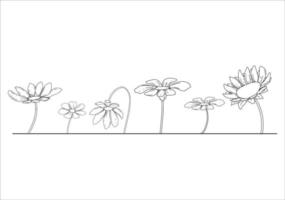 collection d'illustrations d'art en ligne de griffonnage floral vecteur