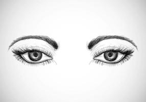 yeux féminins dessinés à la main vecteur