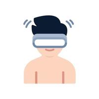 un homme portant des lunettes de réalité virtuelle et regarde vers le bas, icône, vecteur, illustration. vecteur