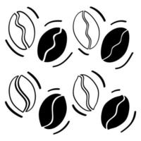 icônes de grains de café dessinés à la main vecteur