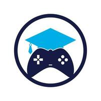 création de logo vectoriel d'éducation de jeu. console de jeu avec conception d'icône de chapeau de graduation.