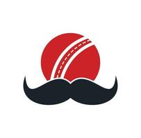 création de logo vectoriel de cricket fort. conception d'icône vectorielle moustache et balle de cricket.
