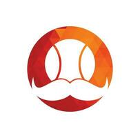conception de logo vectoriel de tennis fort. conception d'icône vectorielle moustache et balle de tennis.