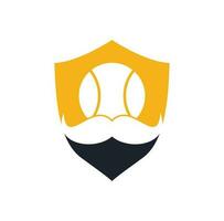 conception de logo vectoriel de tennis fort. conception d'icône vectorielle moustache et balle de tennis.