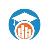 casquette de diplômé avec vecteur de logo de graphique à barres de finances. conception de logo d'éducation et logo d'investissement.