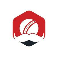 création de logo vectoriel de cricket fort. conception d'icône vectorielle moustache et balle de cricket.