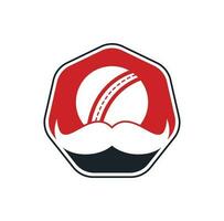 création de logo vectoriel de cricket fort. conception d'icône vectorielle moustache et balle de cricket.