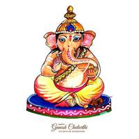 aquarelle seigneur ganesha assis pour la carte ganesh chaturthi vecteur