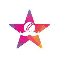 conception d'icône vectorielle de concept de forme d'étoile de cricket de moustache. création de logo vectoriel de cricket fort.