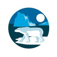 ours polaire iceberg cercle rétro vecteur
