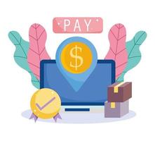 icône de paiement en ligne et e-commerce vecteur