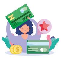 conception de femme payant en ligne avec carte de crédit vecteur