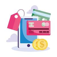 paiement en ligne et e-commerce via smartphone vecteur