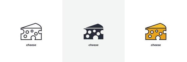 icône de fromage. ligne, version colorée de contour solide et rempli, contour et signe vectoriel rempli. symbole d'idée, illustration de logo. graphiques vectoriels