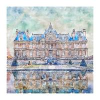 château france croquis aquarelle illustration dessinée à la main vecteur