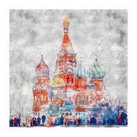 moscou russie croquis aquarelle illustration dessinée à la main vecteur