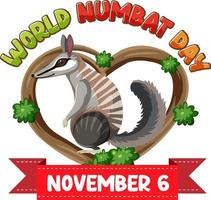 logo de la bannière de la journée mondiale du numbat vecteur