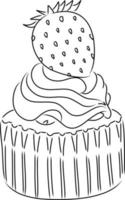 cupcakes aux fraises, illustration dans un style dessin animé. logo pour cafés, restaurants, cafés, restauration. vecteur