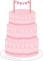 gâteau d'anniversaire. gâteau de mariage. gâteau rose vecteur