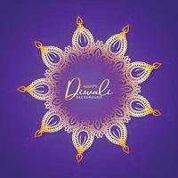 décoratif mandala diwali carte de voeux fond violet vecteur