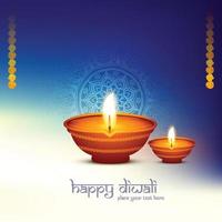 joyeux diwali festival de lampe à huile décorative fond de carte de célébration vecteur