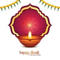 carte de voeux joyeux diwali avec fond de festival de lampe à huile brûlante vecteur