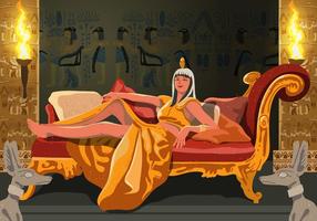 Cleopatra assise sur son trône vecteur