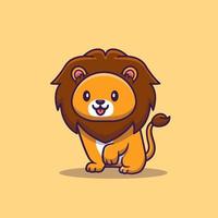 illustration d'icône de vecteur de dessin animé de lion mignon. concept d'icône animale isolé vecteur premium. style de dessin animé plat