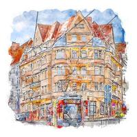 halle allemagne croquis aquarelle illustration dessinée à la main vecteur