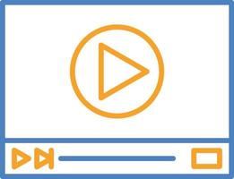 icône de ligne bleue et orange du lecteur vidéo vecteur