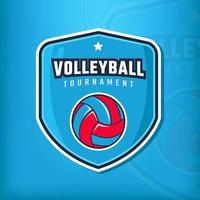 bouclier et logo de volley-ball pour le tournoi universitaire vecteur