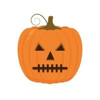 citrouille d'halloween avec icône de visage effrayant isolé sur blanc. dessin animé mignon jack-o'-lanterne. décorations de fête d'halloween. modèle vectoriel facile à modifier