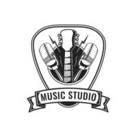 conception d'emblème de logo de musique vintage pour l'icône de symbole d'insigne de studio de musique vecteur